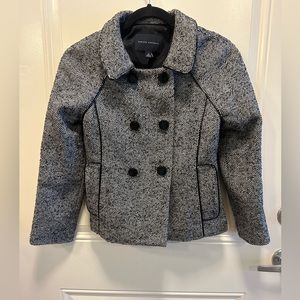 NWT Banana Republic Wool Pea Coat Tweed Jacket in Heathered Gray, Size 0